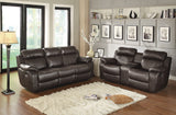 Marille Brown Bonded Leather Reclining Sofa from Homelegance - Luna Furniture