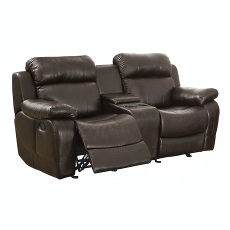 Marille Brown Bonded Leather Reclining Loveseat from Homelegance - Luna Furniture