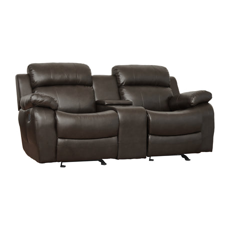 Marille Brown Bonded Leather Reclining Loveseat from Homelegance - Luna Furniture