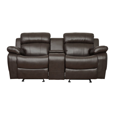 Marille Brown Bonded Leather Reclining Loveseat from Homelegance - Luna Furniture
