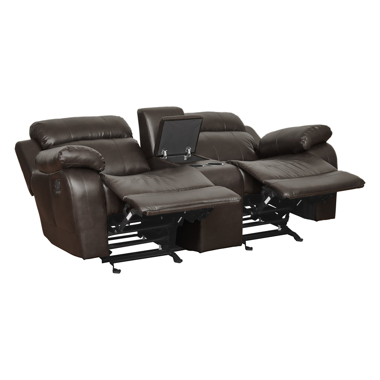 Marille Brown Bonded Leather Reclining Loveseat from Homelegance - Luna Furniture