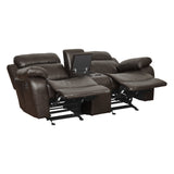 Marille Brown Bonded Leather Reclining Loveseat from Homelegance - Luna Furniture