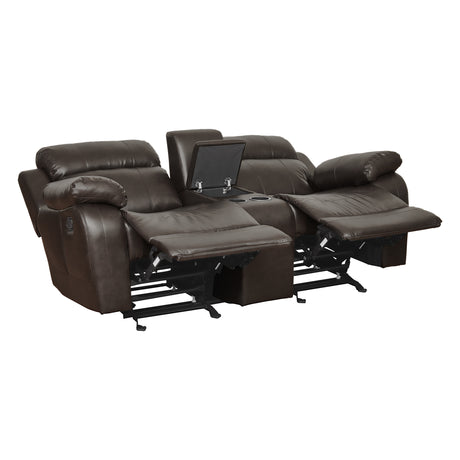Marille Brown Bonded Leather Reclining Loveseat from Homelegance - Luna Furniture