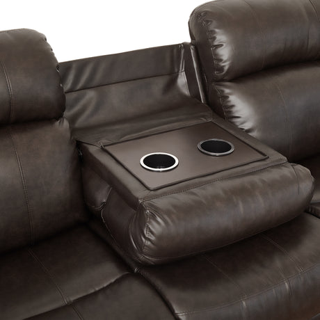 Marille Brown Bonded Leather Reclining Sofa from Homelegance - Luna Furniture
