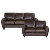 Rubin Dark Brown Faux Leather Loveseat