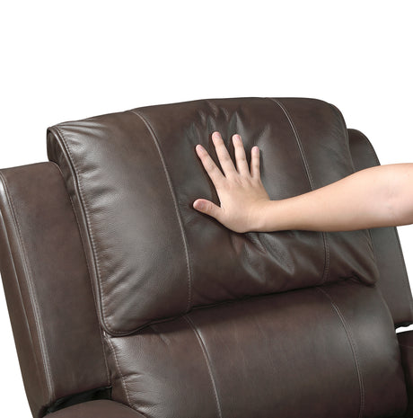 Austin Brown Genuine Leather Double Reclining Loveseat with Center Console from Homelegance - Luna Furniture