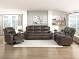 Austin Brown Genuine Leather Double Reclining Loveseat with Center Console from Homelegance - Luna Furniture