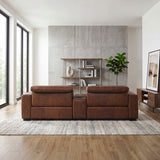 Sutton Brown Leather Power Double Reclining Loveseat with Center Console from Homelegance - Luna Furniture