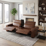 Sutton Brown Leather Power Double Reclining Loveseat with Center Console from Homelegance - Luna Furniture