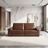 Sutton Brown Leather Power Double Reclining Loveseat with Power Headrests and Charging Ports from Homelegance - Luna Furniture