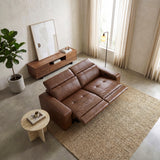 Sutton Brown Leather Power Double Reclining Loveseat with Power Headrests and Charging Ports from Homelegance - Luna Furniture