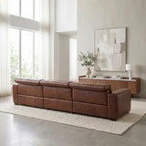 Sutton Brown Leather Power Double Reclining Sofa with Power Headrests and Charging Ports from Homelegance - Luna Furniture