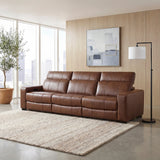 Sutton Brown Leather Power Double Reclining Sofa with Power Headrests and Charging Ports from Homelegance - Luna Furniture