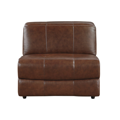 Sutton Brown Leather Power Double Reclining Sofa with Power Headrests and Charging Ports from Homelegance - Luna Furniture