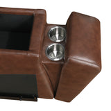 Sutton Brown 6-Piece Modular Leather Power Reclining Sectional 9790BRW from Homelegance - Luna Furniture
