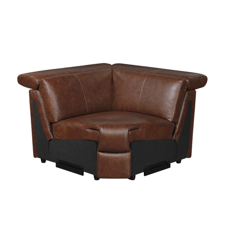Sutton Brown 6-Piece Modular Leather Power Reclining Sectional 9790BRW from Homelegance - Luna Furniture