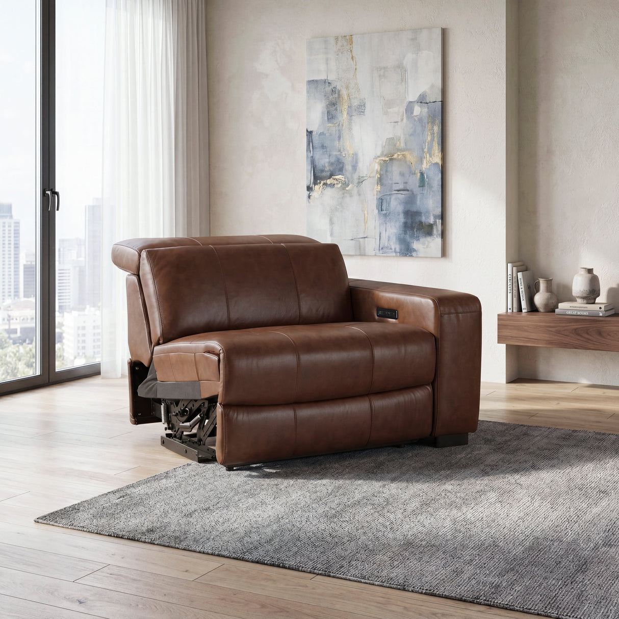 9790BRW-RRPWH (6/6)Power Right Side Reclining Chair with Power Headrest and Charging Ports from Homelegance - Luna Furniture