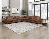 Sutton Brown 6-Piece Modular Leather Power Reclining Sectional 9790BRW from Homelegance - Luna Furniture