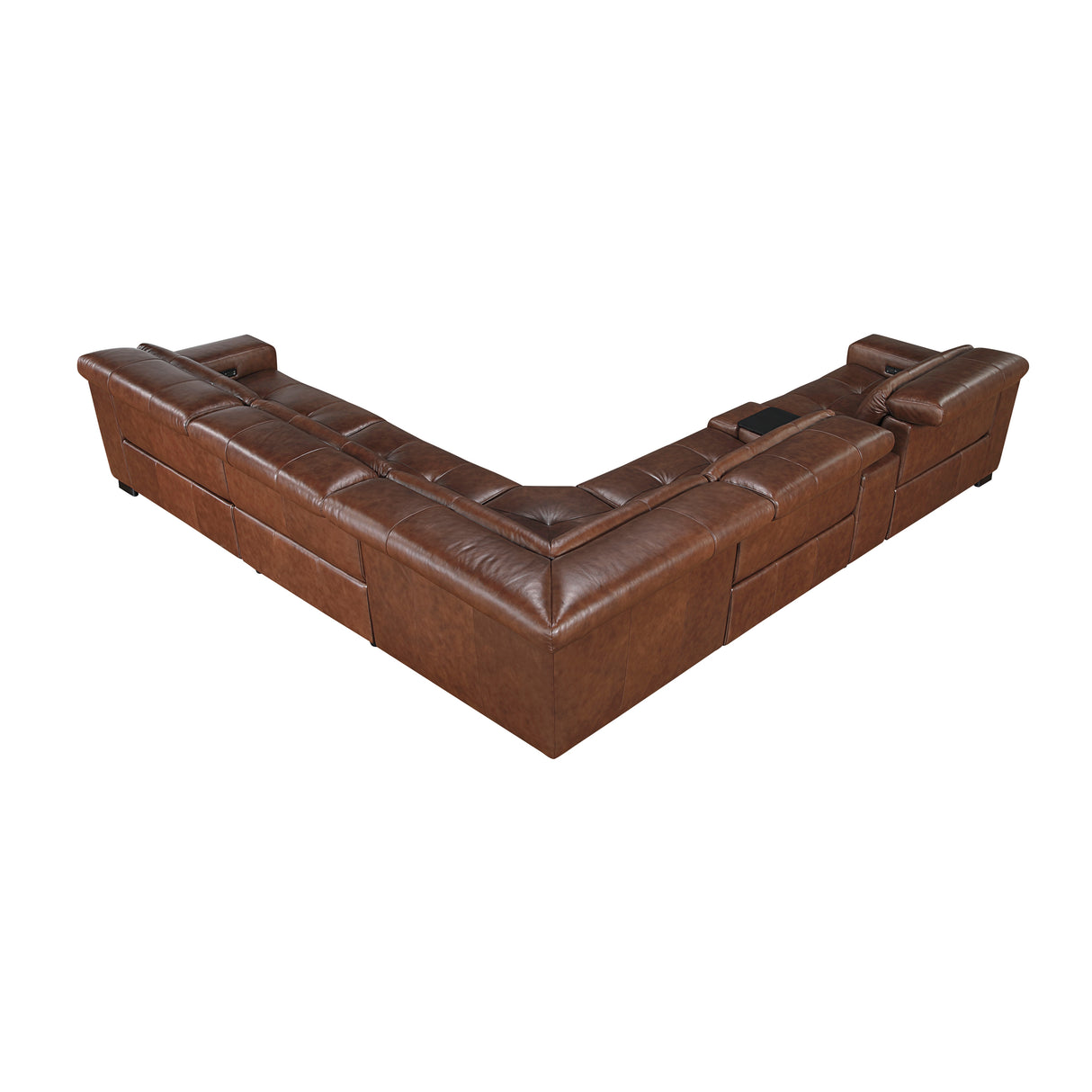 Sutton Brown Leather Power Double Reclining Sofa with Power Headrests and Charging Ports from Homelegance - Luna Furniture