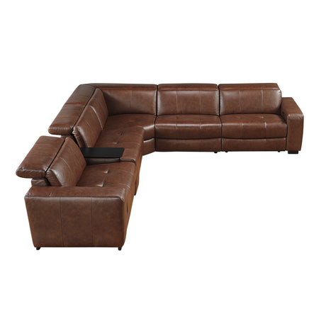 Sutton Brown 7-Piece Modular Power Reclining Sectional with Power Headrests and Charging Ports from Homelegance - Luna Furniture