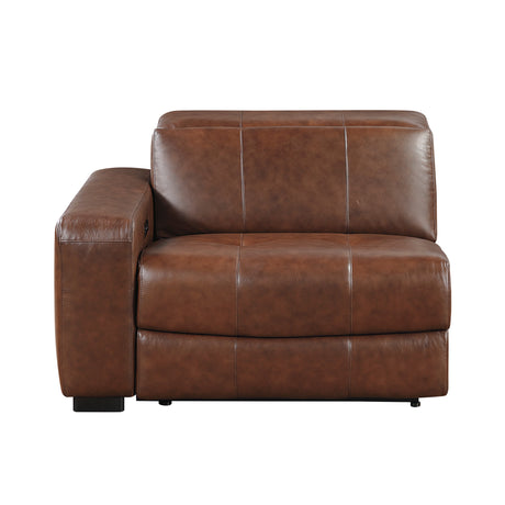Sutton Brown Leather Power Double Reclining Loveseat with Center Console from Homelegance - Luna Furniture