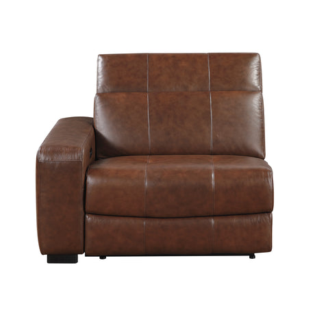 Sutton Brown Leather Power Double Reclining Loveseat with Center Console from Homelegance - Luna Furniture