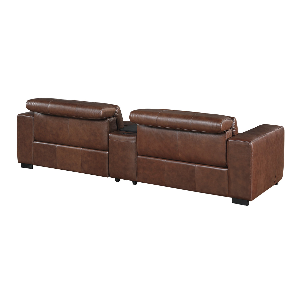 Sutton Brown Leather Power Double Reclining Loveseat with Center Console from Homelegance - Luna Furniture