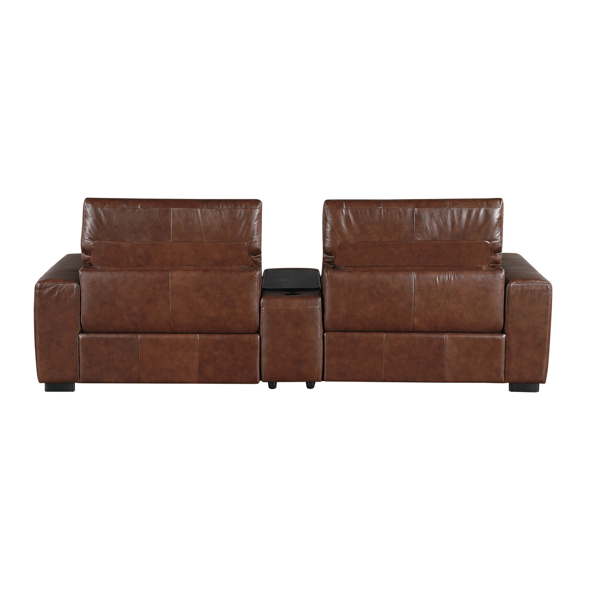 Sutton Brown Leather Power Double Reclining Loveseat with Center Console from Homelegance - Luna Furniture