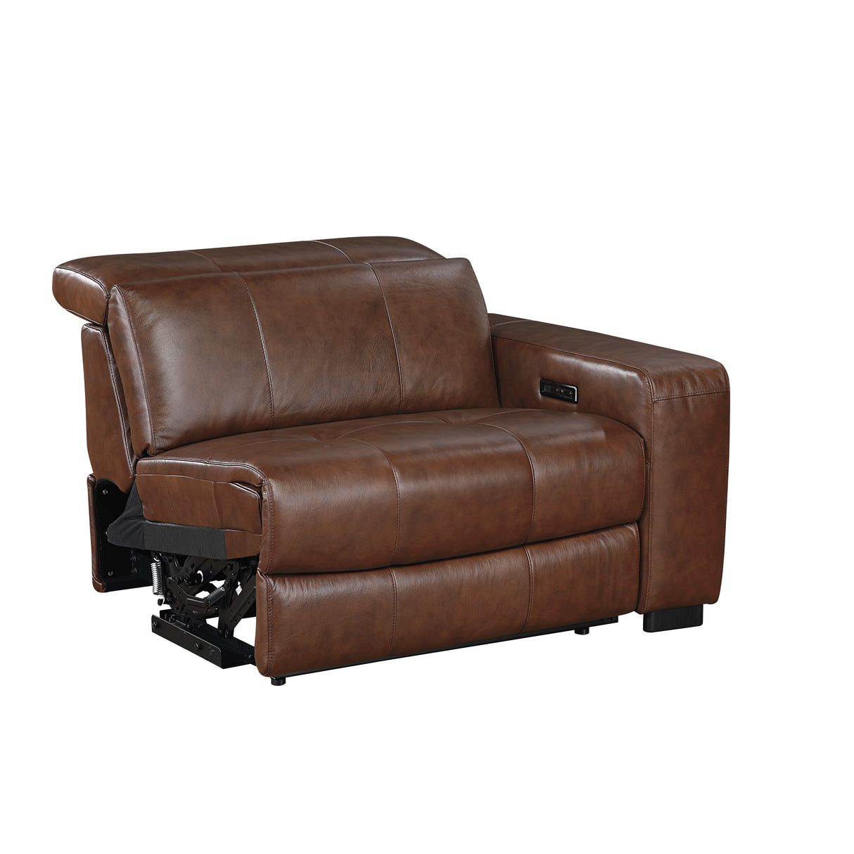 Sutton Brown Leather Power Double Reclining Loveseat with Power Headrests and Charging Ports from Homelegance - Luna Furniture
