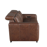 Sutton Brown Leather Power Double Reclining Loveseat with Power Headrests and Charging Ports from Homelegance - Luna Furniture