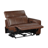 Sutton Brown Leather Power Double Reclining Sofa with Power Headrests and Charging Ports from Homelegance - Luna Furniture