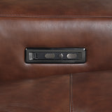 Sutton Brown Leather Power Double Reclining Sofa with Power Headrests and Charging Ports from Homelegance - Luna Furniture