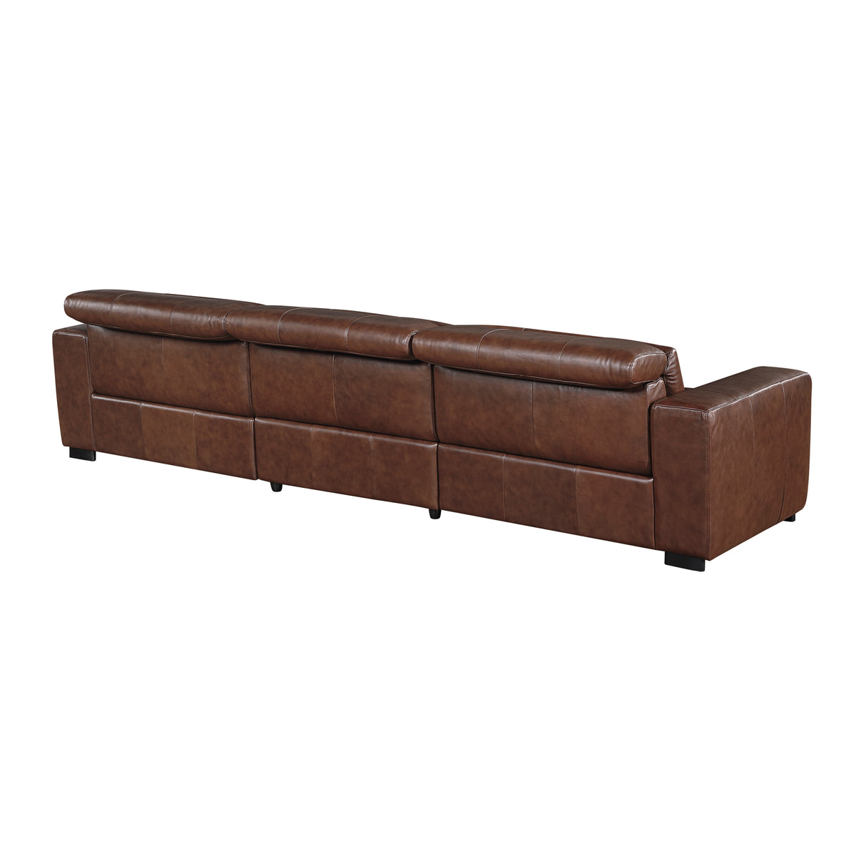 Sutton Brown Leather Power Double Reclining Sofa with Power Headrests and Charging Ports from Homelegance - Luna Furniture