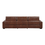 Sutton Brown Leather Power Double Reclining Sofa with Power Headrests and Charging Ports from Homelegance - Luna Furniture