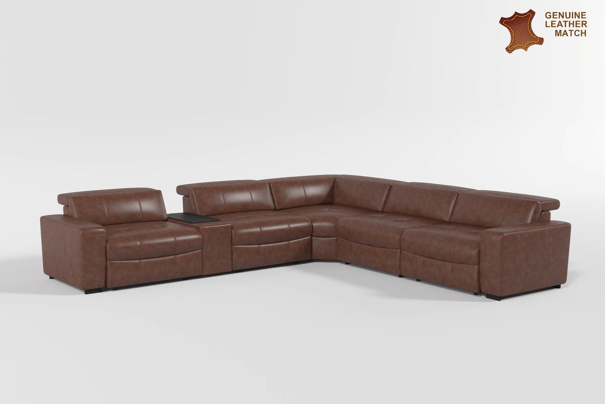 Sutton Brown 6-Piece Modular Leather Power Reclining Sectional 9790BRW from Homelegance - Luna Furniture