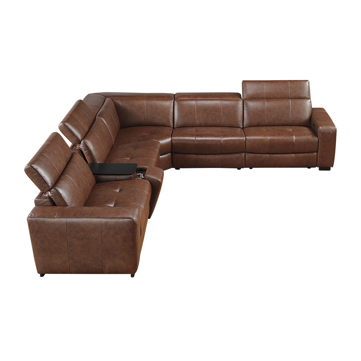 Sutton Brown 6-Piece Modular Leather Power Reclining Sectional 9790BRW from Homelegance - Luna Furniture