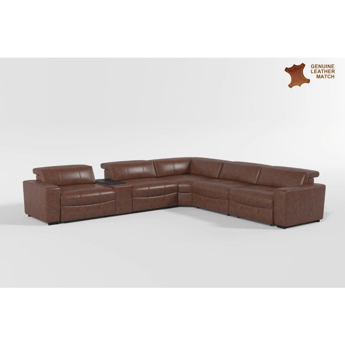 Sutton Brown 7-Piece Modular Power Reclining Sectional with Power Headrests and Charging Ports from Homelegance - Luna Furniture