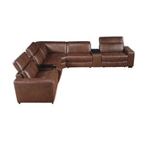 Sutton Brown 7-Piece Modular Power Reclining Sectional with Power Headrests and Charging Ports from Homelegance - Luna Furniture