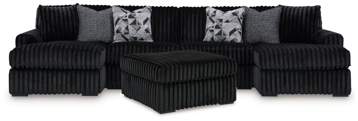 Midnight-Madness 3-Piece Sectional with Ottoman in Onyx from Ashley Furniture - Luna Furniture