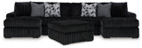 Midnight-Madness 3-Piece Sectional with Ottoman in Onyx from Ashley Furniture - Luna Furniture