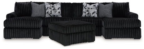 Midnight-Madness 3-Piece Sectional with Ottoman in Onyx from Ashley - Luna Furniture