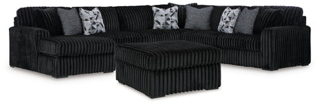 Midnight-Madness 4-Piece Sectional with Ottoman in Onyx from Ashley - Luna Furniture