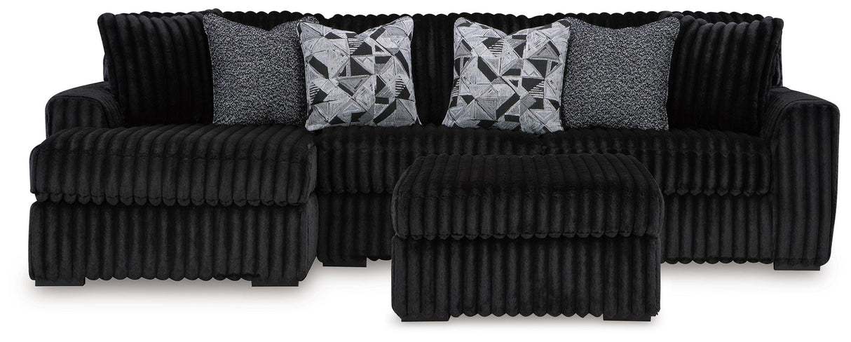 Midnight-Madness Onyx 2-Piece Sectional and Ottoman