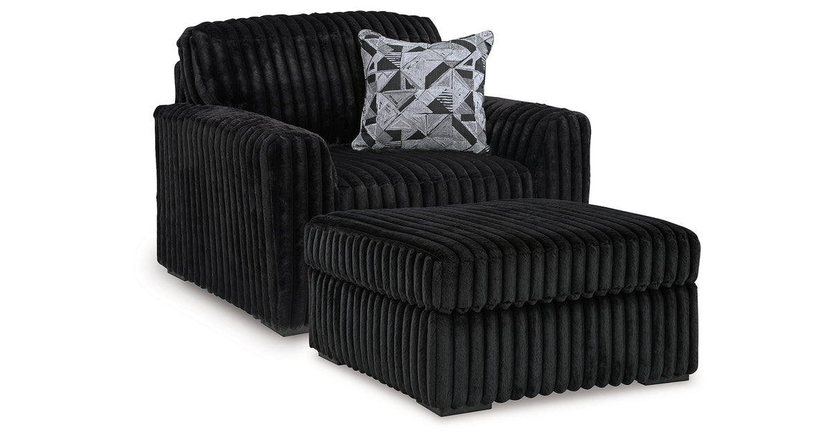 Midnight-Madness Onyx Oversized Chair with Accent Ottoman from Ashley Furniture - Luna Furniture