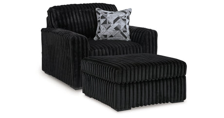 Midnight-Madness Onyx Oversized Chair with Accent Ottoman from Ashley - Luna Furniture