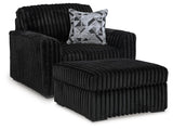 Midnight-Madness Onyx Oversized Chair with Accent Ottoman from Ashley Furniture - Luna Furniture