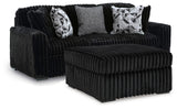 Midnight-Madness Onyx Sofa and Oversized Ottoman from Ashley - Luna Furniture