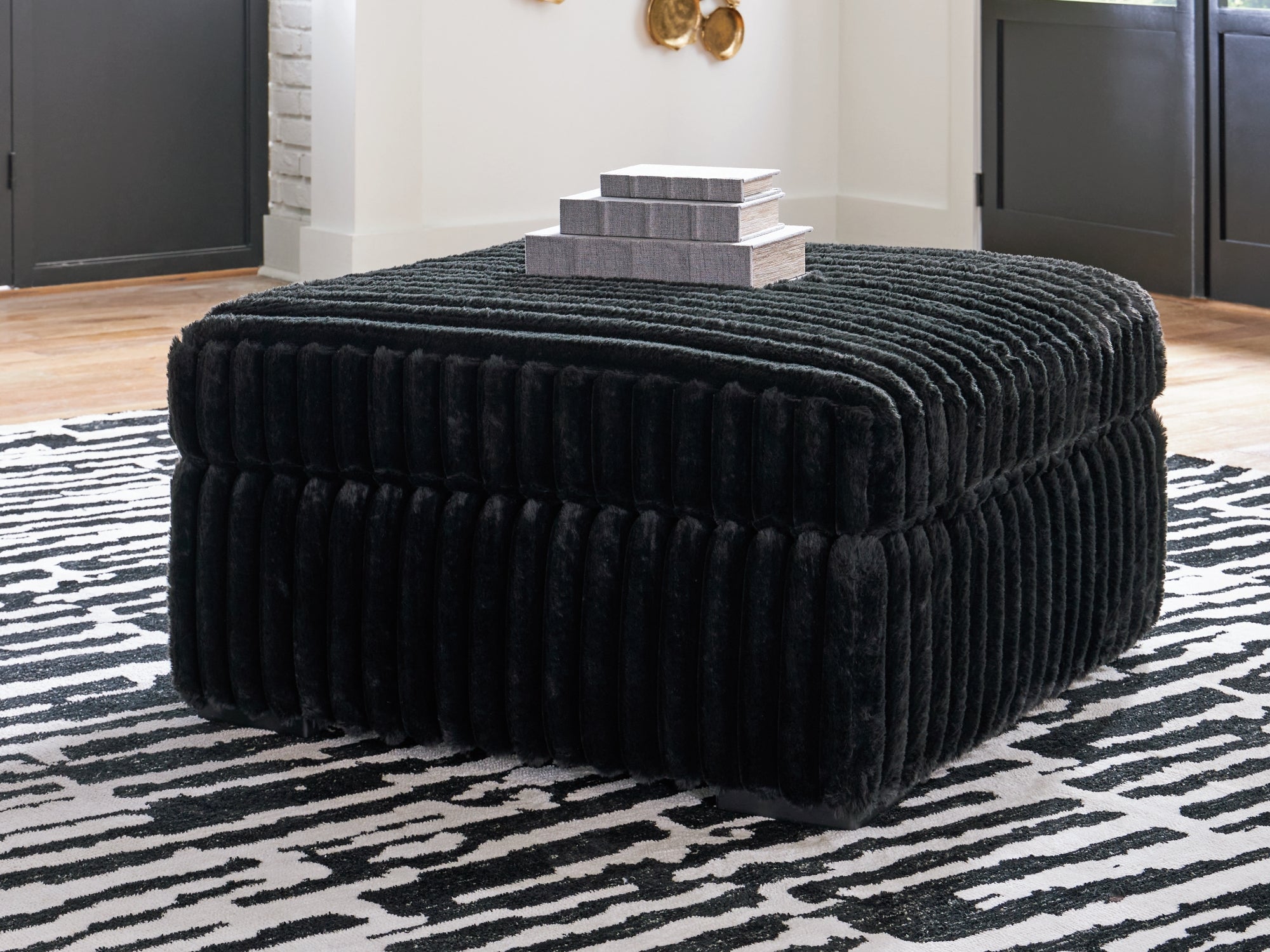 Ashley Midnight-Madness Onyx Oversized Accent Ottoman - Luna Furniture