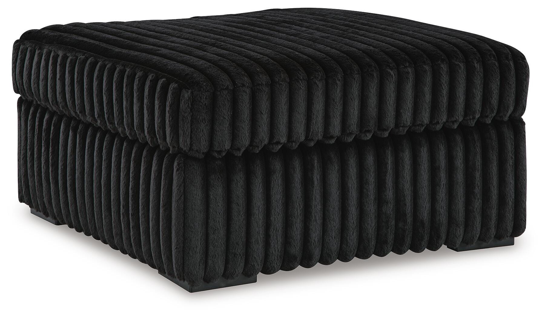 Midnight-Madness Onyx RAF Chase Sectional and Ottoman – Luna Furniture