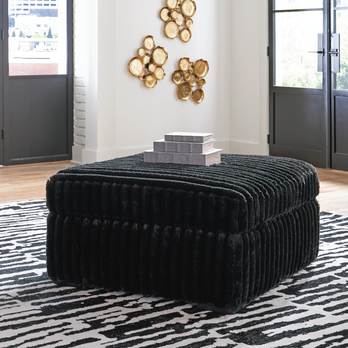 Midnight-Madness Onyx Sofa and Oversized Ottoman from Ashley - Luna Furniture